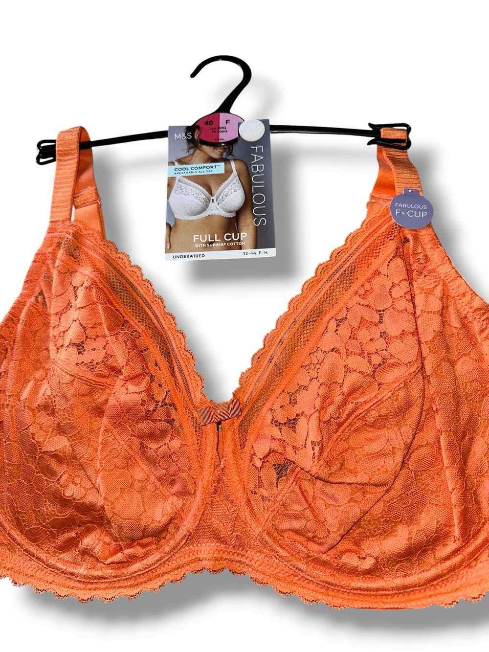 Marks & Spencer 40F Cool Comfort Full Cup Underwired Bra ORANGE FLORAL Luxe